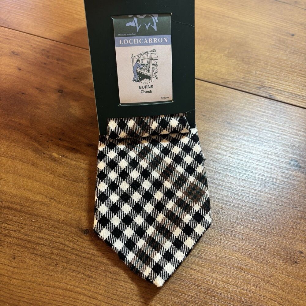 NWT Lochcarron Tie Pure Wool Burns Check Tartan Dapper Preppy Woven in SCOTLAND